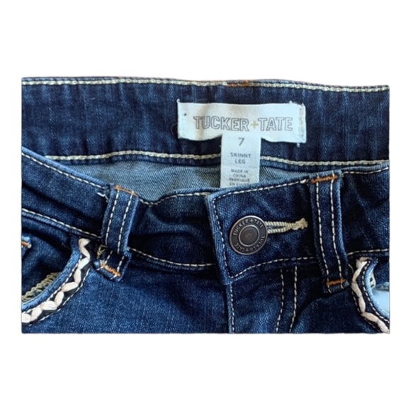 Tucker + Tate skinny leg jean shorts rainbow hem size 7 girls - Picture 3 of 4